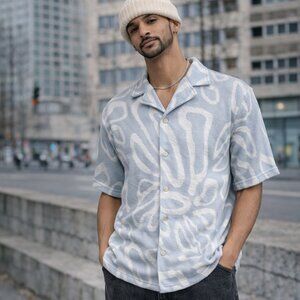 Men's knit breathable button down shirt